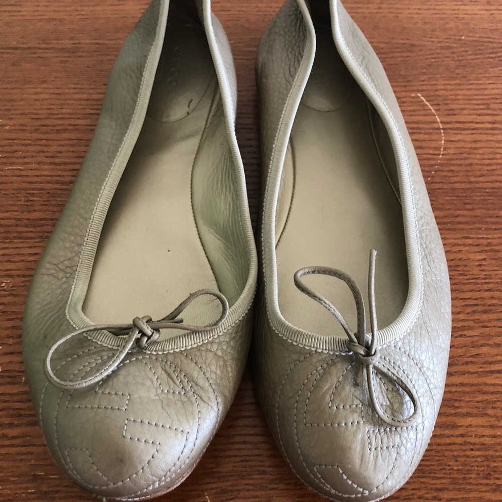 Gucci gold soho leather GG Logo ballet flat 39 9